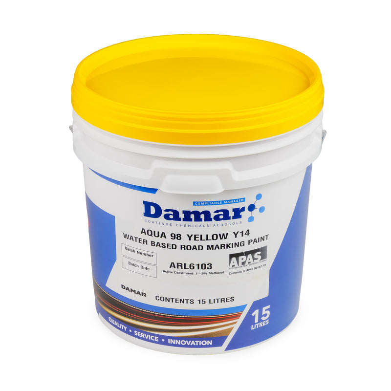 DAMAR Aqua 98 Road Marking Paint 15L (Y14 Golden Yellow) - GO Industrial - ARL6103S