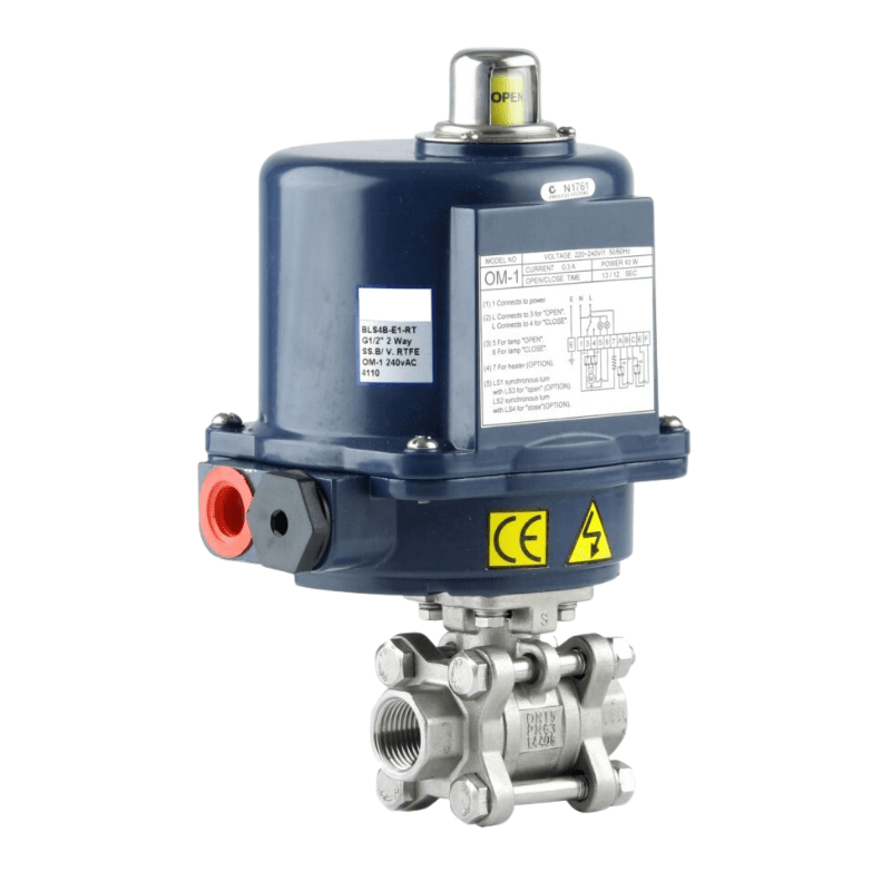 GO Ball Valves Actuated Electric 316 Stainless 3 Piece Full Bore BLSE - GO Industrial - BLS2B - E
