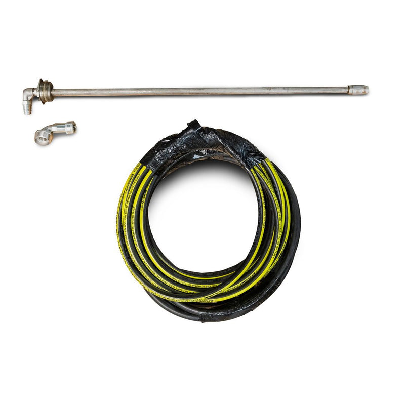 GO BOX Self Bunded Tank Hose Kit components: two Alfagomma fuel hoses, 316 stainless suction spear with foot valve and quick release couplings