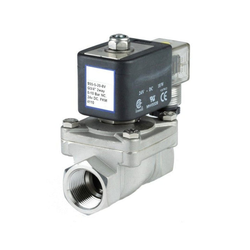 GO S55 316 Stainless Petrochemical Zero Differential Normally Closed Solenoid Valves - GO Industrial - S55 - 3 - 15