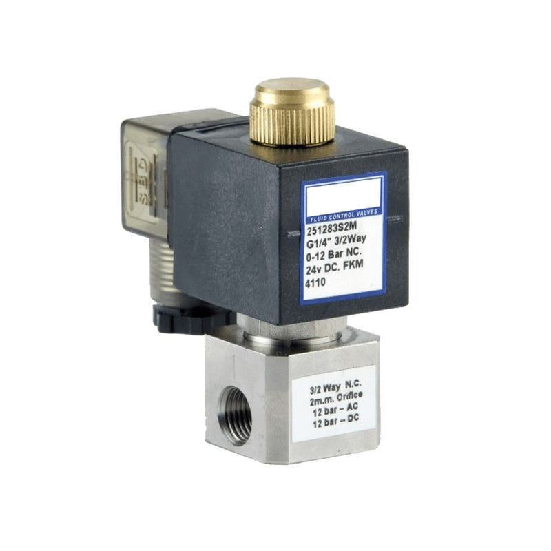 GO S25 1/4" Stainless Direct Acting Normally Closed Solenoid Valve - GO Industrial - S25 - 2 - 2 - 7VM