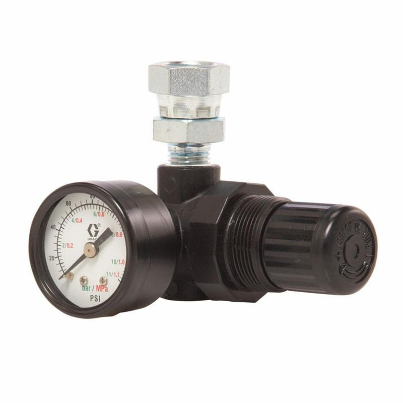 GRACO Mini Air Pressure Regulator with Gauge - 1/4 in NPT x 3/8 in NPT - GO Industrial - 24H420