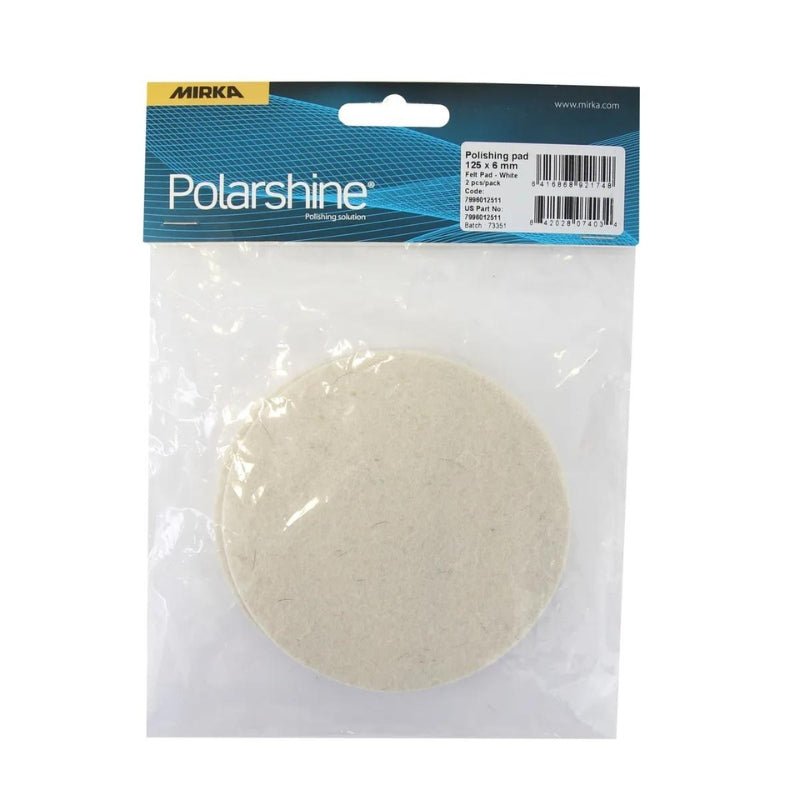MIRKA 125mm Polishing Felt Pad White 2 - Pack - GO Industrial - 7996012511