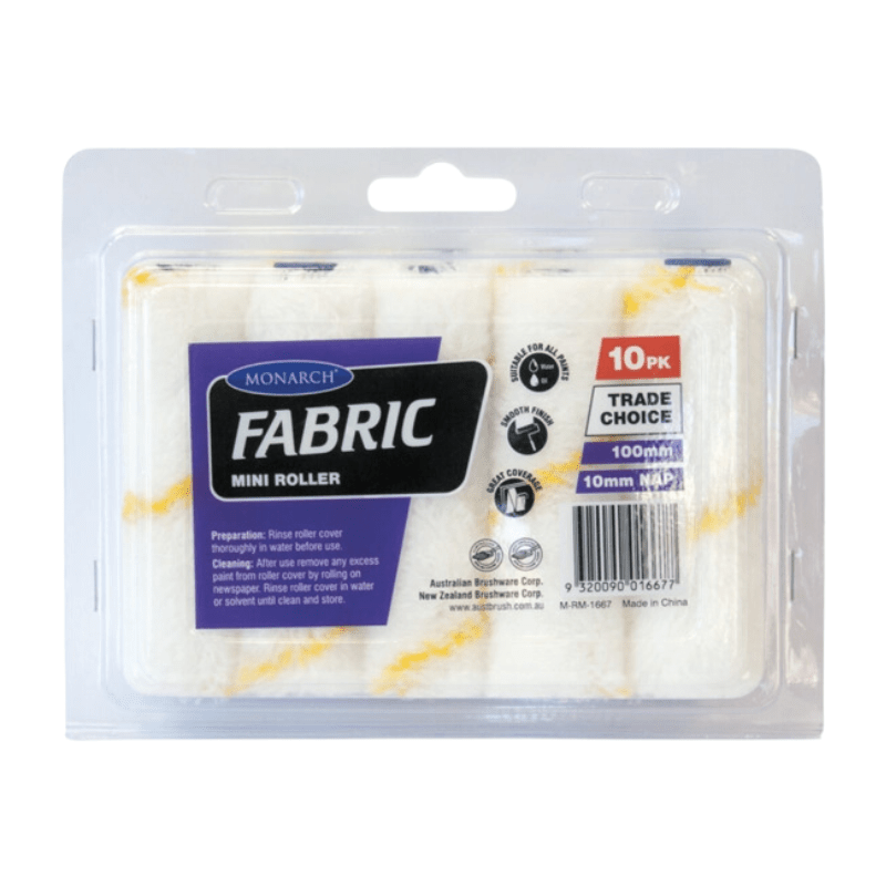 MONARCH Fabric 10mm Mini Rollers 100mm 10 - Pack - GO Industrial - M - MR - 1667