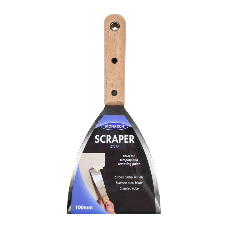 MONARCH Wooden Handle Scraper Stiff 100mm - GO Industrial - TM2475