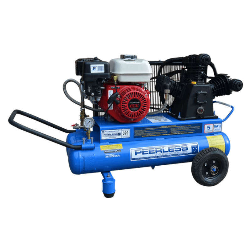 PEERLESS PHP15 Truckies Series Belt Drive Twin Tank Petrol Air Compressor - GO Industrial - 00107