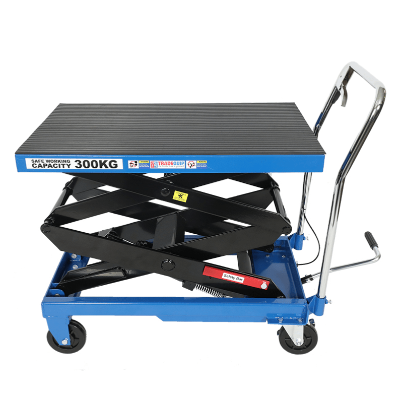 TRADEQUIP Professional Scissor Lift Workshop Trolley 300Kg - GO Industrial - 6008T
