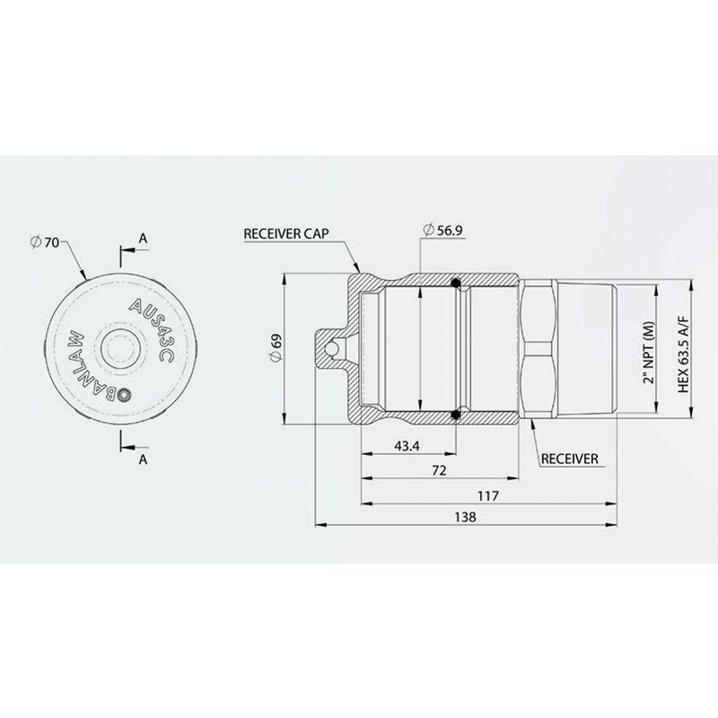 BANLAW 43 Series Dry Break Diesel Receivers 1000lpm - GO Industrial - BRM43KL
