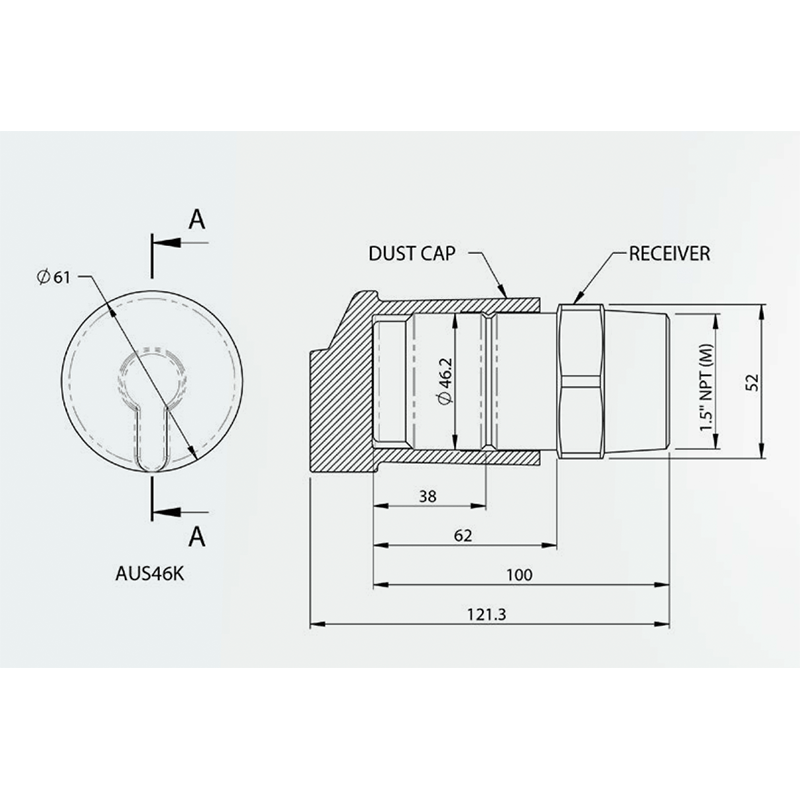 BANLAW 46 Series Underground Dry Break Diesel Refuelling Receiver - GO Industrial - AUS46K