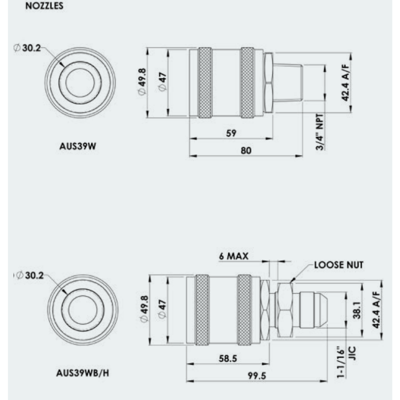BANLAW Classic Push - to - Connect Fluid Transfer Couplings - GO Industrial - AUS38WB/H