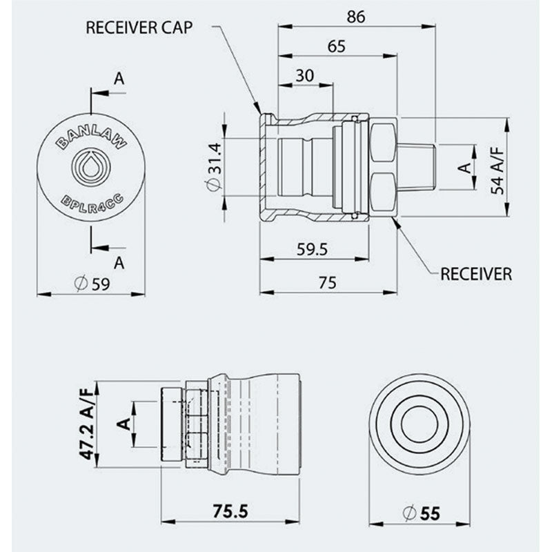 BANLAW Flush Face BPL Nozzle Caps - GO Industrial - BPLN1C