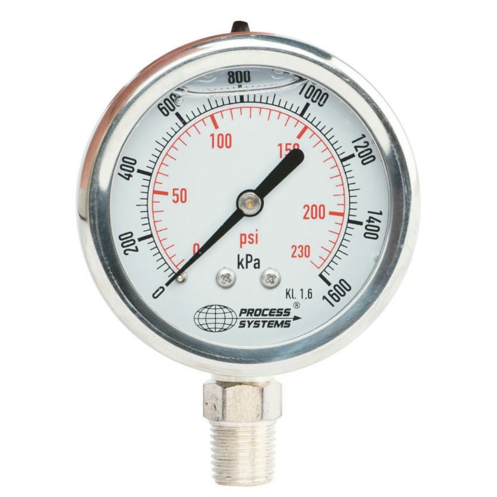 GO 1/2" NPT Bottom Entry 316 SS Pressure Gauges 150mm - GO Industrial - GAU150BS - 1000