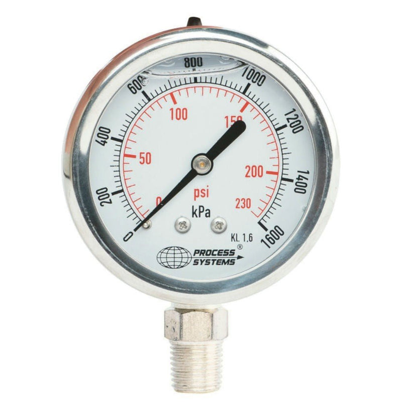 GO 1/2" NPT Bottom Entry 316 SS Pressure Gauges 150mm - GO Industrial - GAU150BS - 1000