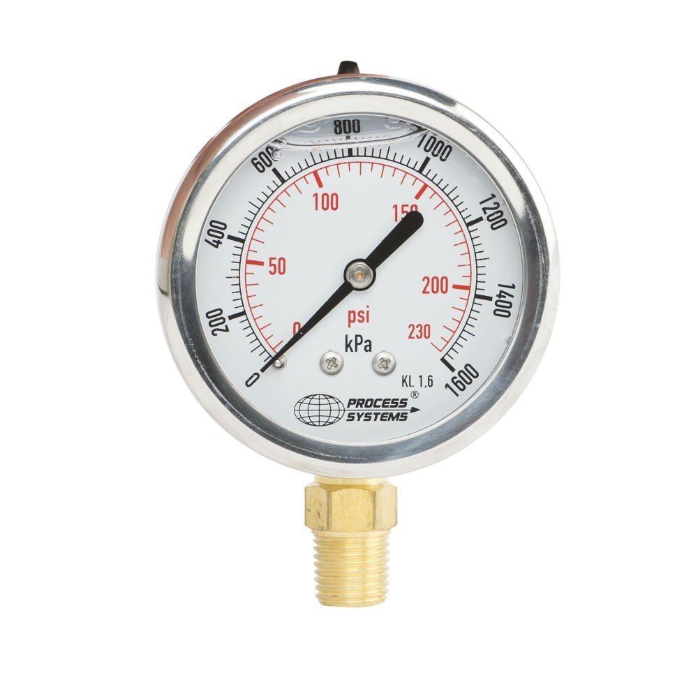 GO 1/4" BSP Bottom Entry 304 SS Case Pressure Gauges 100mm - GO Industrial - GAU100B - 100V