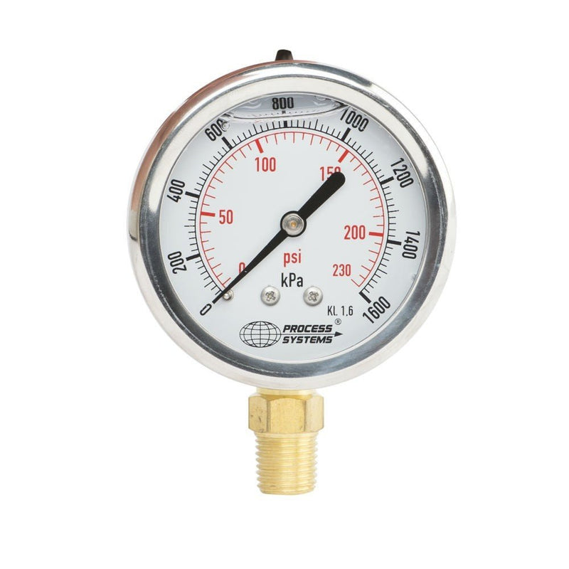 GO 1/4" BSP Bottom Entry 304 SS Case Pressure Gauges 63mm - GO Industrial - GAU63B - 100C