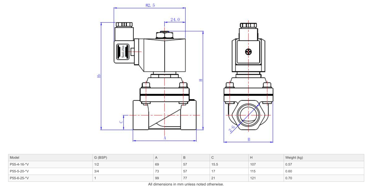 GO P55 Nylon General Purpose Zero Differential Normally Closed Solenoid Valves - GO Industrial - P55 - 4 - 16
