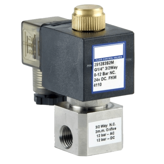 GO S25 1/4" Stainless Direct Acting Normally Closed Solenoid Valve - GO Industrial - S25 - 2 - 2 - 7VM