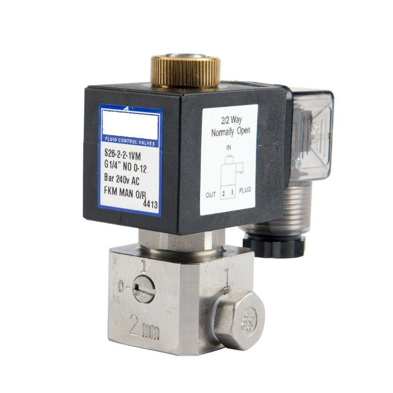 GO S26 1/4" Stainless Direct Acting Normally Open Solenoid Valve - GO Industrial - S26 - 2 - 2 - 7VM