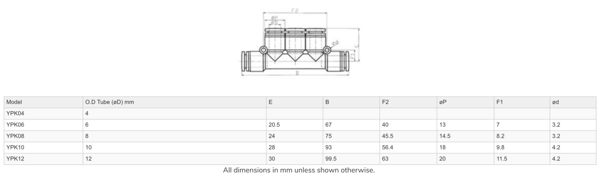 GO YPK Pneumatic Triple Union Push Fit - GO Industrial - YPK04