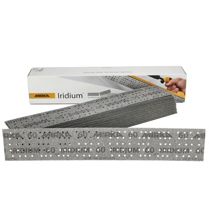 MIRKA Iridium 70 x 400mm Premium Paper Perforated Sheet Abrasives 100 - Pack - GO Industrial - 246B209980