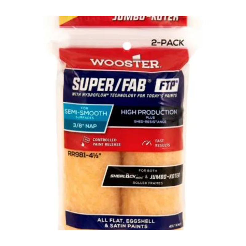 iQuip Wooster Jumbo Koter Super/Fab Closed End 115mm 10mm Nap 2Pk