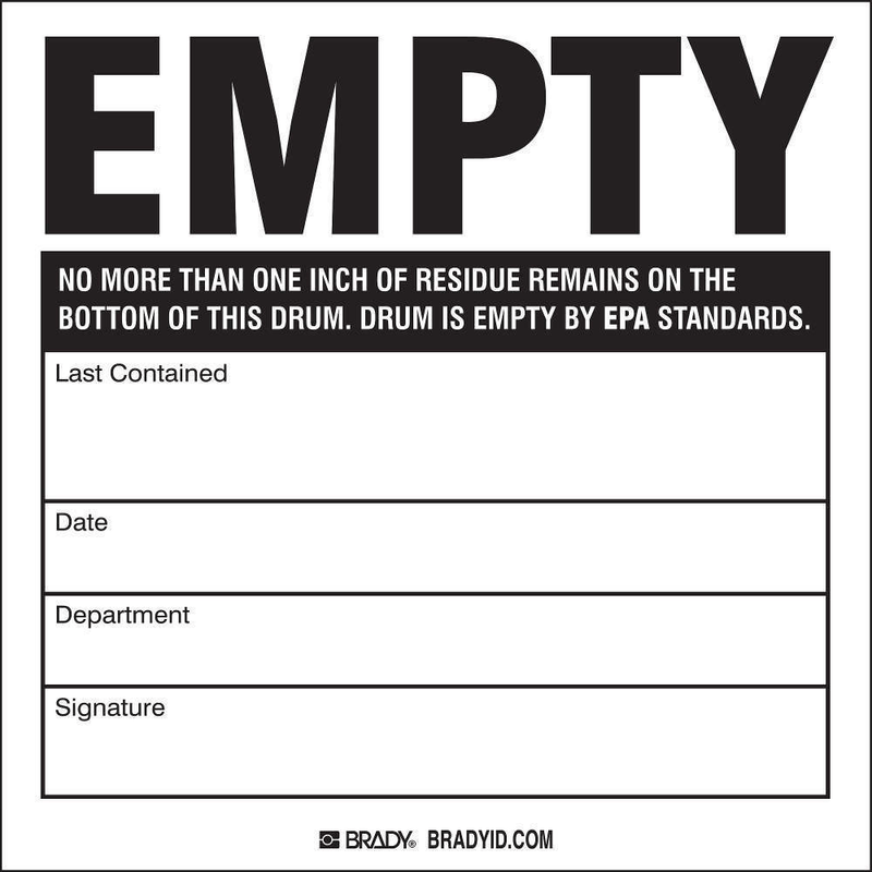 BRADY 60363 Drum Label 100PK - GO Industrial - 60363