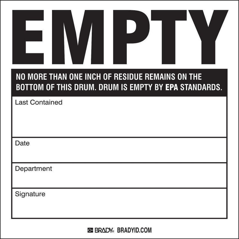 BRADY 60363 Drum Label 100PK - GO Industrial - 60363