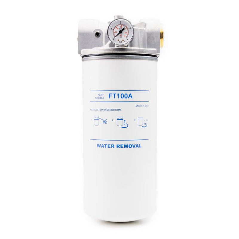ADAM BY PIUSI Filter DN25 (1") BSP F 100lpm with Pressure Gauge Particulate and Water Removal - GO Industrial - FT10XA