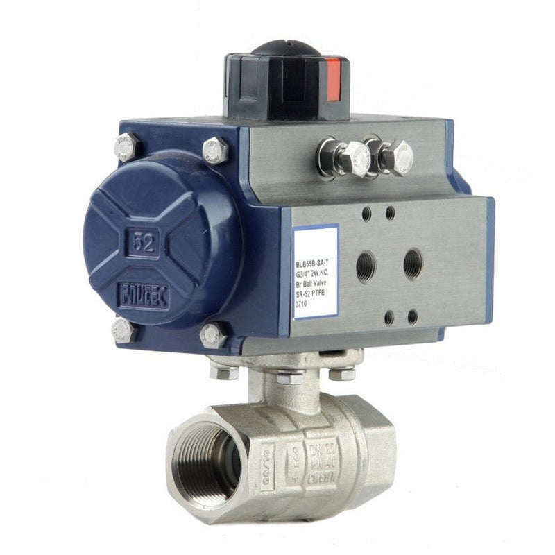 GO Ball Valves Actuated Double Acting Pneumatic Nickel Plated Brass BLBDA - GO Industrial - BLB5B - DA