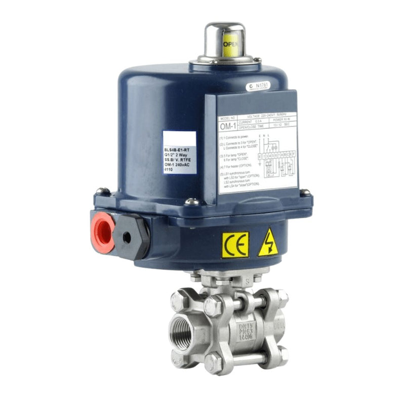 GO Ball Valves Actuated Electric 316 Stainless 3 Piece Full Bore BLSE - GO Industrial - BLS2B - E