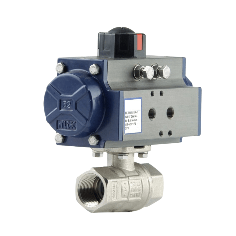 GO Ball Valves Actuated Spring Return Pneumatic Nickel Plated Brass BLBSR - GO Industrial - BLB54B - SR - T