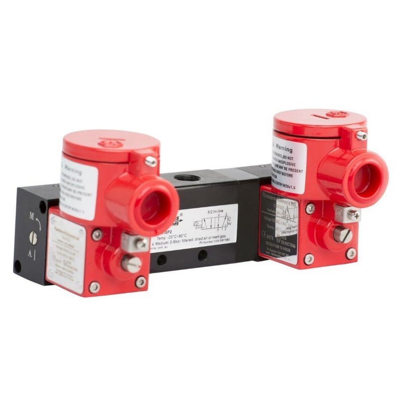 GO Namur EXD 5 Way 2 Position In Line Double Solenoid Valve 1/4" - GO Industrial - ALV520P2