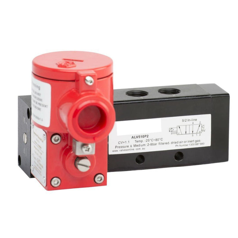 GO Namur EXD 5 Way 2 Position In Line Solenoid Spring Valve 1/4" - GO Industrial - ALV510P2
