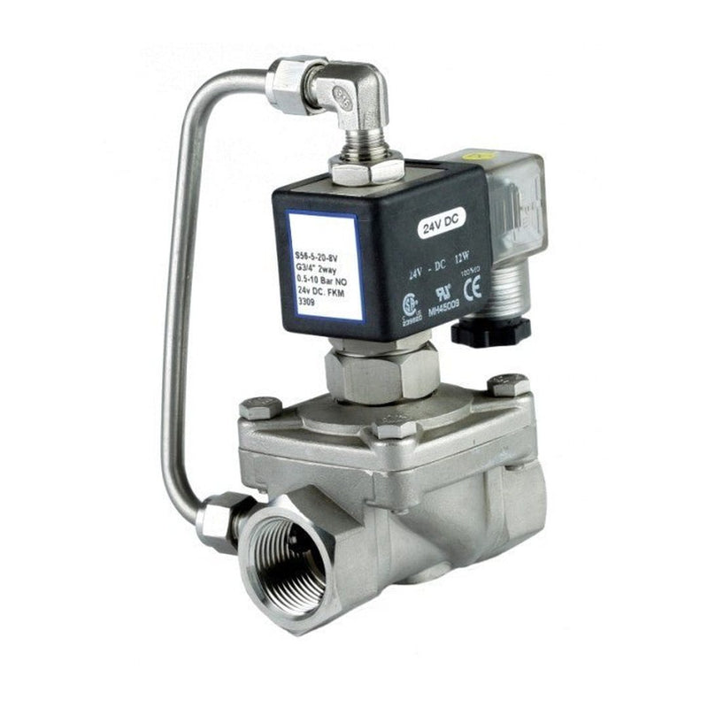 GO S56 316 Stainless Petrochemical Zero Differential Normally Open Solenoid Valves - GO Industrial - S56 - 2 - 3