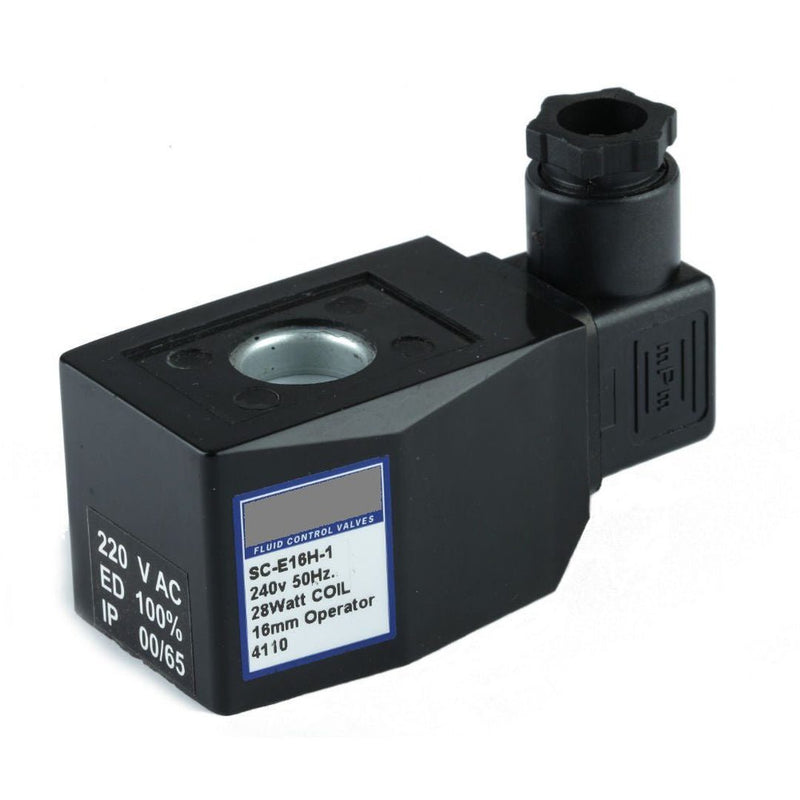 GO 12v DC 30 W with DIN Plug Solenoid Valve Coil 16mm - GO Industrial - SC - E16H