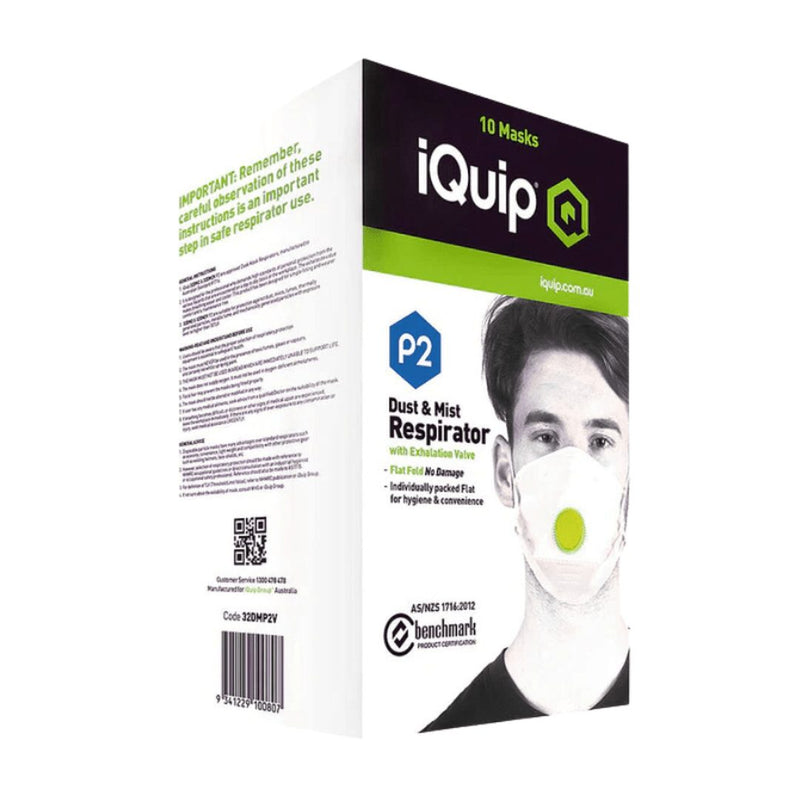 IQUIP Dust & Mist Mask Flat Fold P2 with Carbon Active Valve - GO Industrial - 32DM2VC