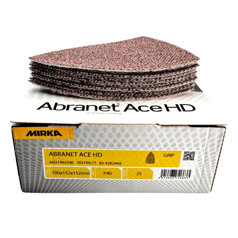 MIRKA Abranet Ace HD 100 x 152 x 152mm Ceramic Delta Abrasives 25 - Pack - GO Industrial - AH21902540