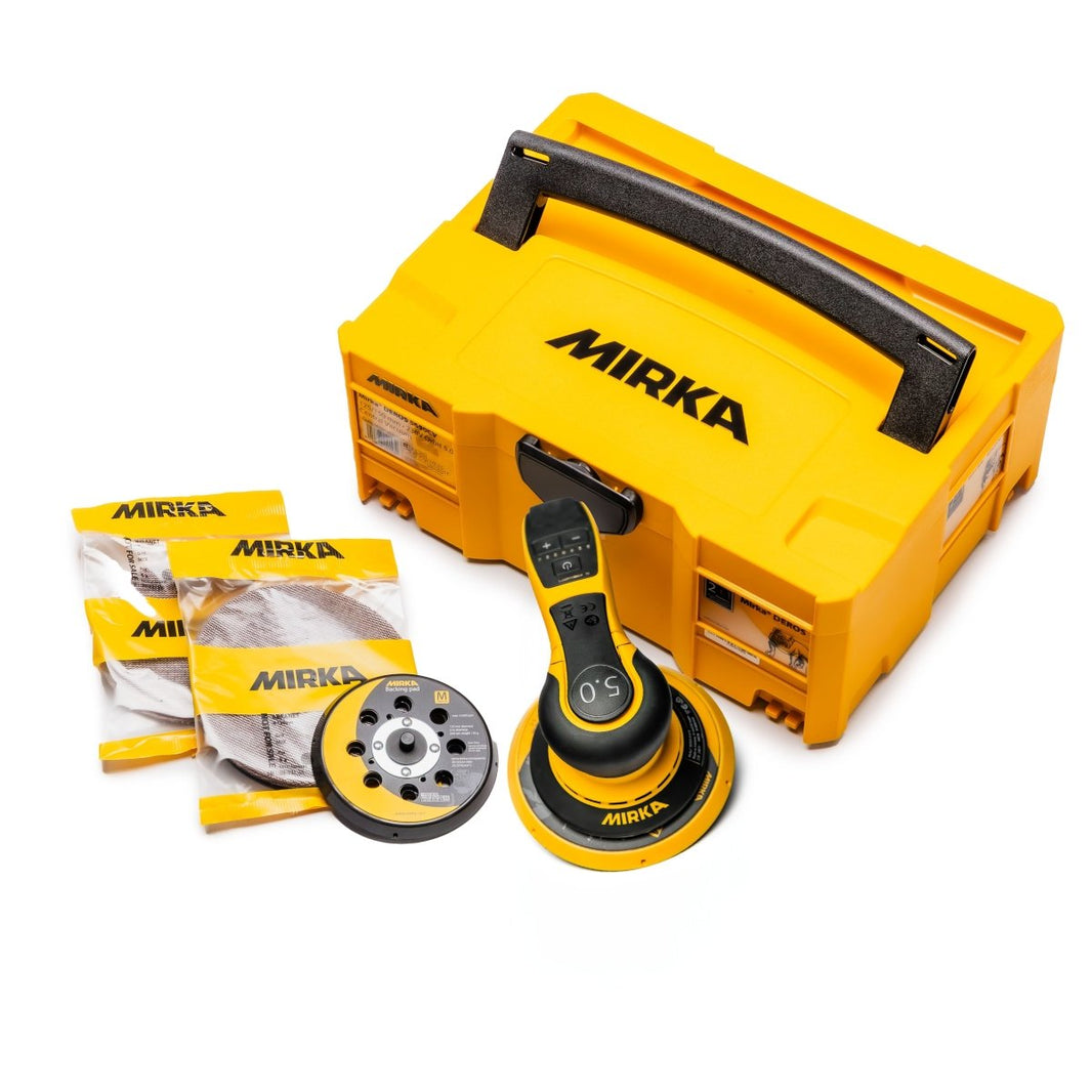 MIRKA DEROS II 2 - in - 1 Random Orbital Sander with Case and Free 50 - Pack Abrasives - GO Industrial - MID56504CAAN
