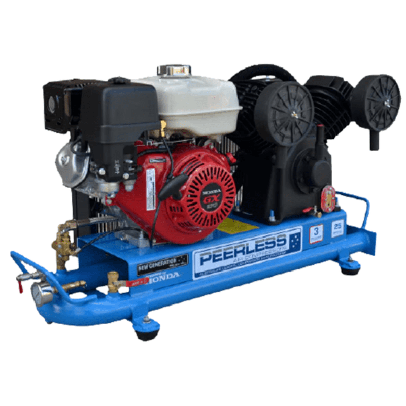 PEERLESS PV25 Belt Drive 2" Tube Tank Petrol Air Compressors - GO Industrial - 00561 - 2TT