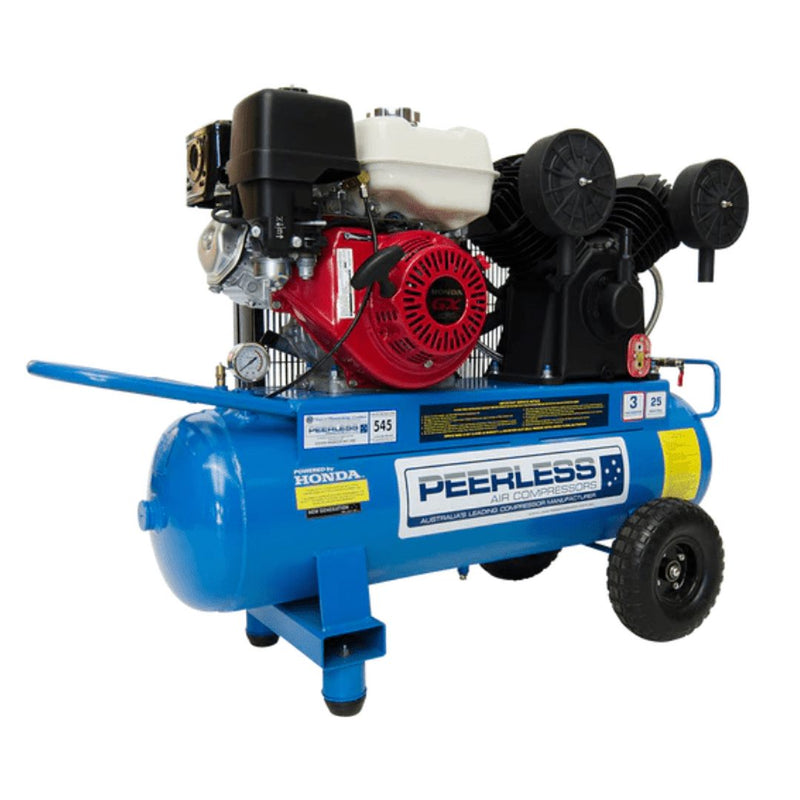 PEERLESS PV25 Belt Drive Portable Petrol Air Compressors - GO Industrial - 00561