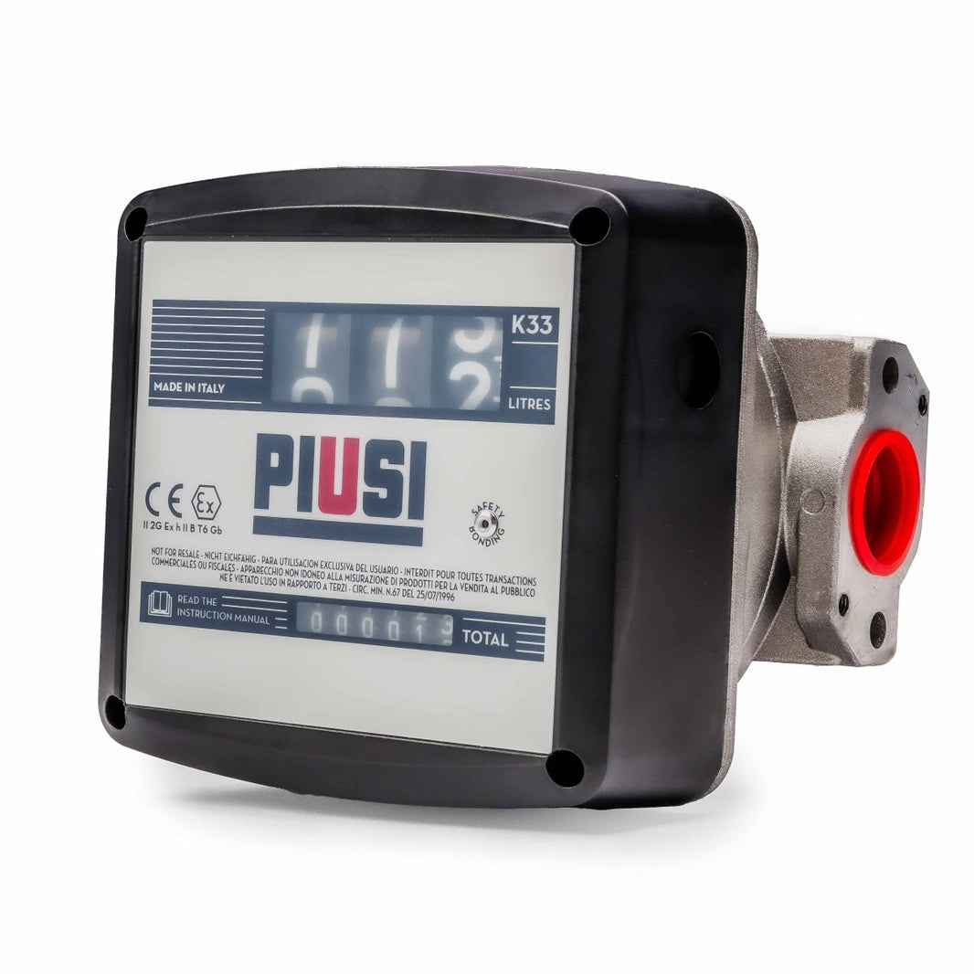 PIUSI K33 Meter ATEX Ver A 3 Digit Mechanical Petrol 20 - 120lpm - GO Industrial - F0057000A