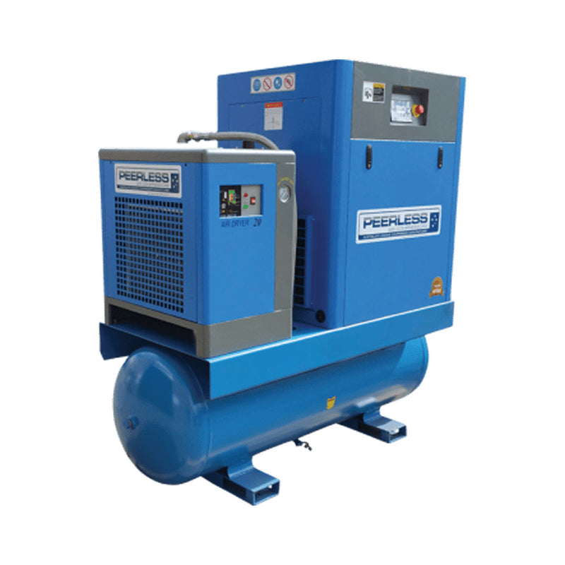 PEERLESS 20HP Rotary Screw Compressor 10 Bar with Dryer and Tank - GO Industrial - HQ20/10