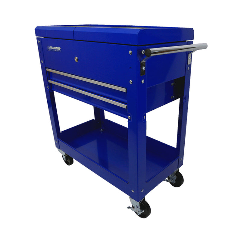 TRADEQUIP 2 Drawer Lockable Sliding Top Workshop Trolley - GO Industrial - 6019T