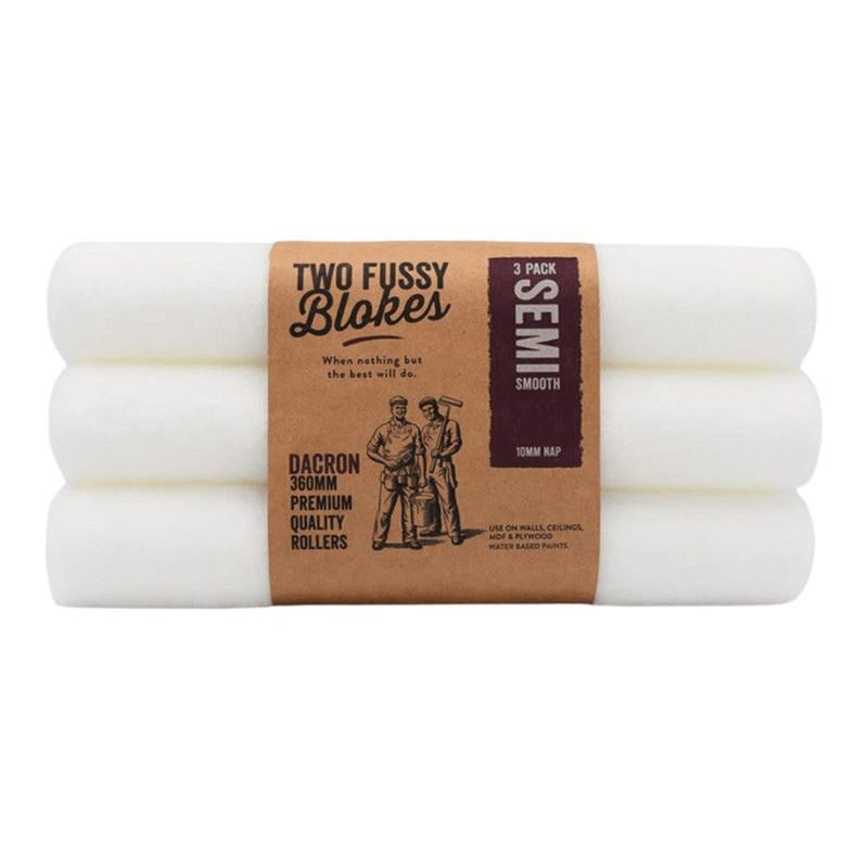 TWO FUSSY BLOKES 10mm Nap 360mm Dacron Paint Rollers - GO Industrial - DC - 360 - 10 - 3PK