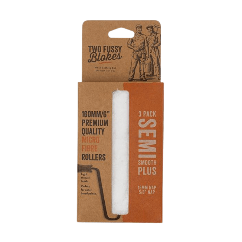 TWO FUSSY BLOKES 15mm Nap 160mm Microfibre Mini Paint Rollers - GO Industrial - MF - 160 - 15 - 3PK