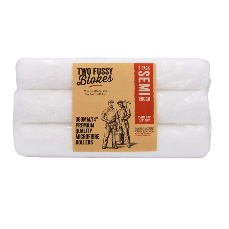 TWO FUSSY BLOKES 15mm Nap 360mm Microfibre Paint Rollers - GO Industrial - MF - 360 - 15 - 3PK