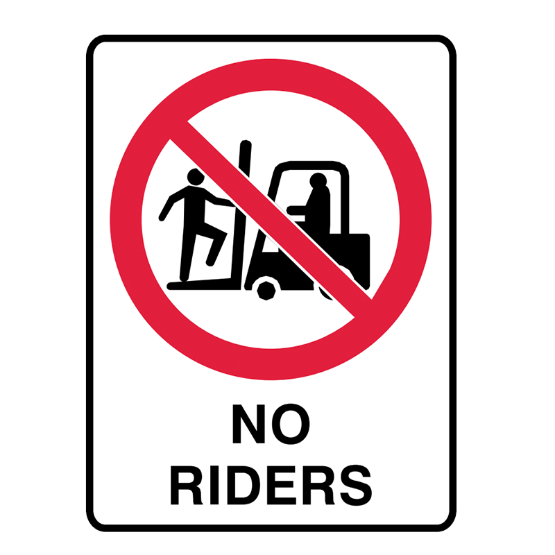 Brady Prohibition Signs: No Riders