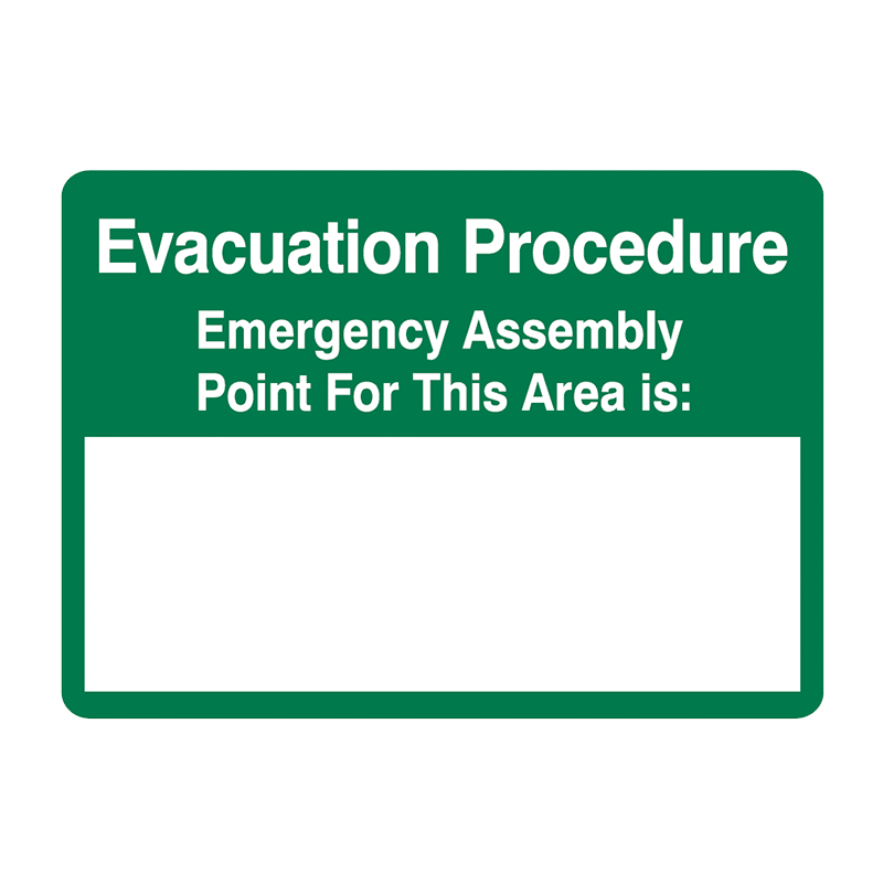 Brady Emergency Information Sign: Evacuation Procedure Assembly Point