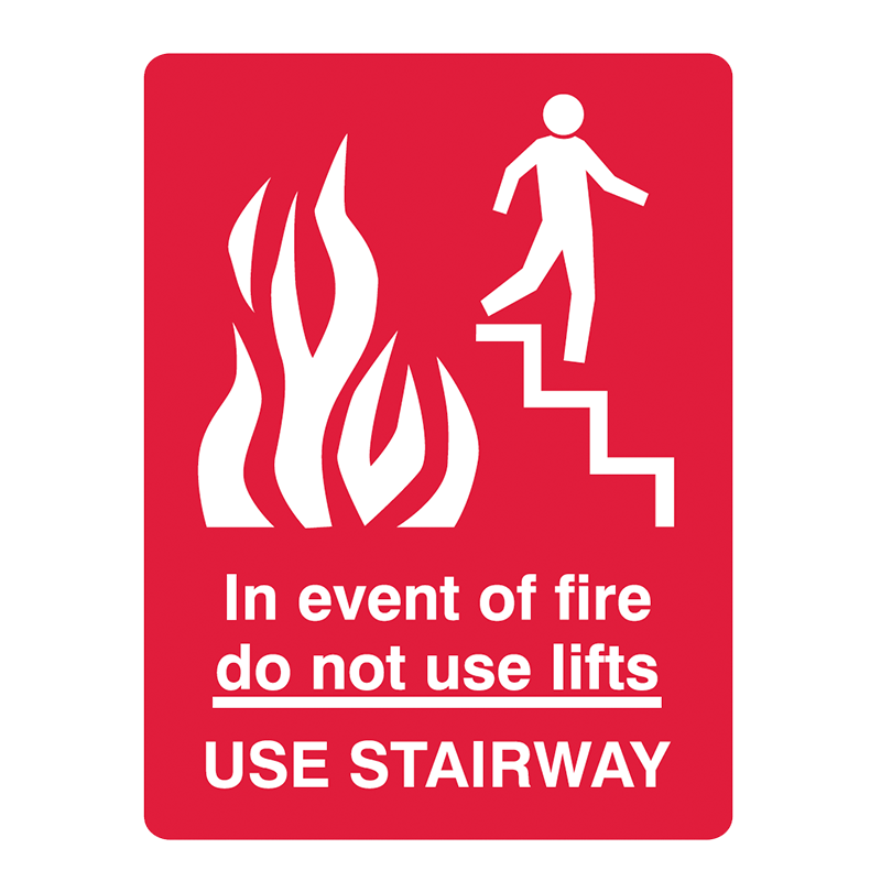 Brady Fire Equipment Signs: In The Event Of Fire Do Not Use Lifts