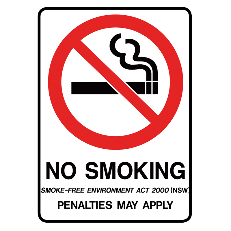 Brady Prohibition Sign (NSW State Specific): No Smoking Penalties May Apply